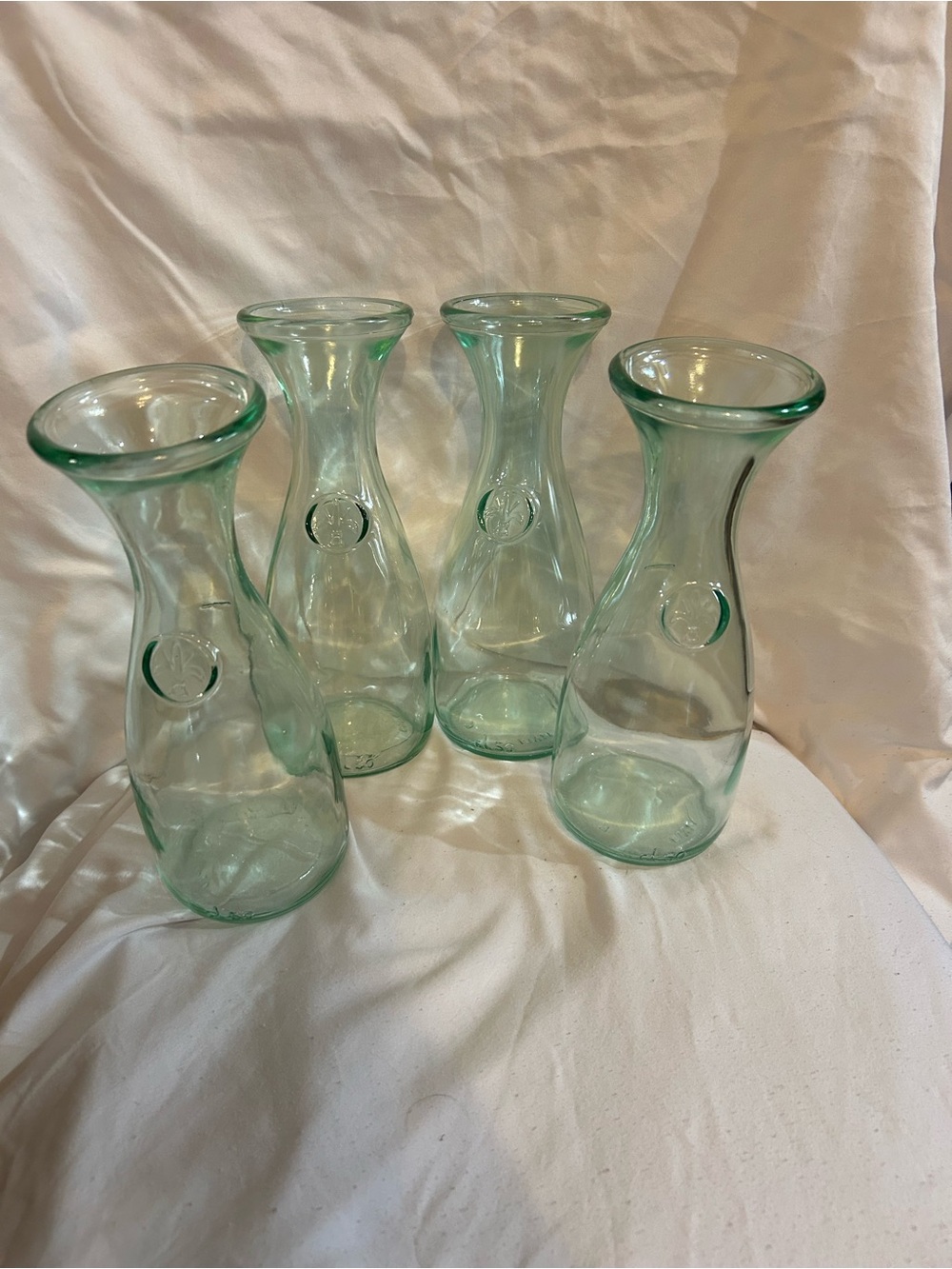 Italian Glass Carafe Vase - Green (Set of 4)